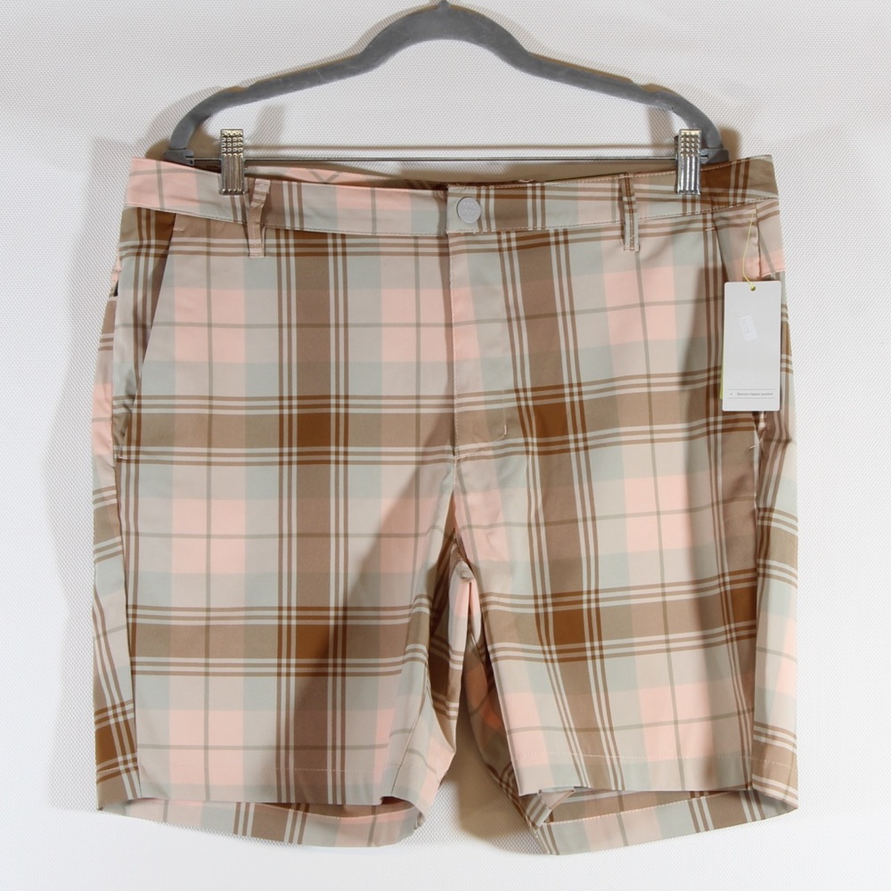 All in Motion Men's Peach Plaid Golf Shorts